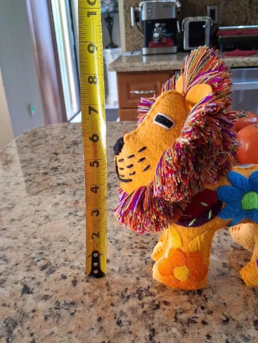 Folk Art Handmade Colorful Embroidered Wool Felt Lion Plush  Toy. Collectible.
